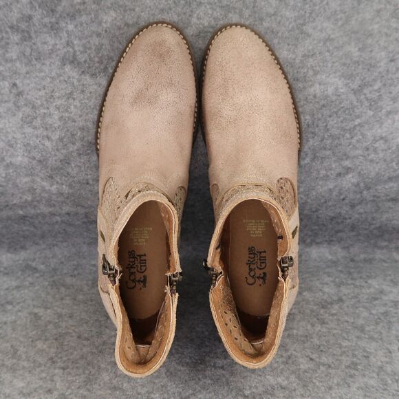 Corkys Shoes Womens 10 Booties Fashion Leather Double Zip Perforated Block Heel - Picture 9 of 16